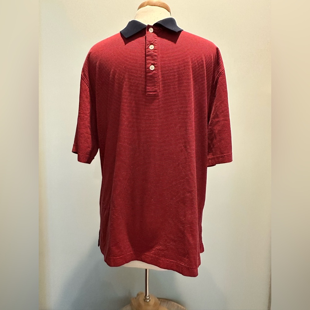 Vineyard Vines 100% Cotton red with navy stripes polo size medium